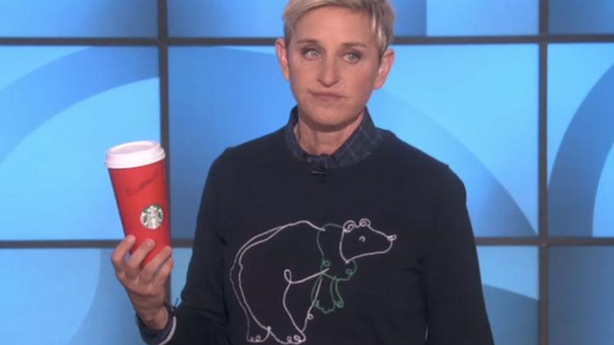 <p>WATCH: Ellen DeGeneres Hysterically Tackles the Starbucks Red Cup Controversy </p>