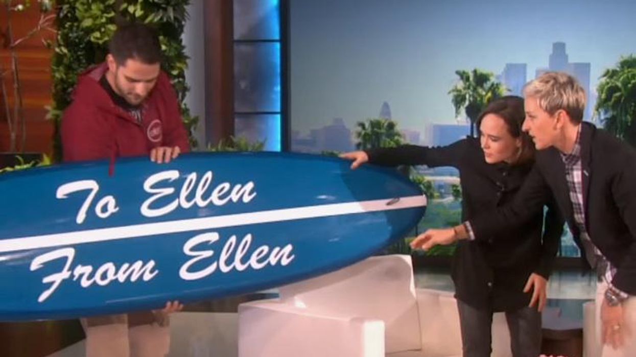 <p>WATCH: Ellen DeGeneres Gives Ellen Page the Coolest Gift Ever</p>