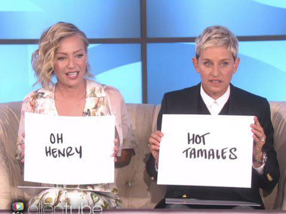 WATCH: Ellen DeGeneres and Portia de Rossi on Their First Kiss, Sex Life in Not-So-Newlywed Game 