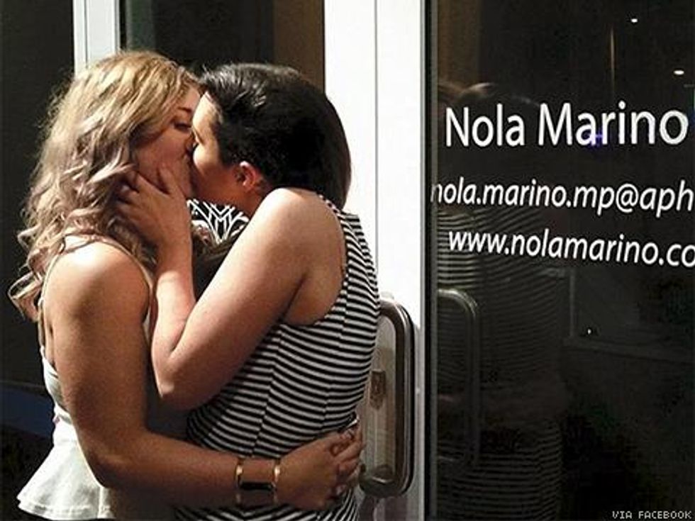 Lesbian Couple's Kiss Outside Antigay Politician’s Office Wins the Internet
