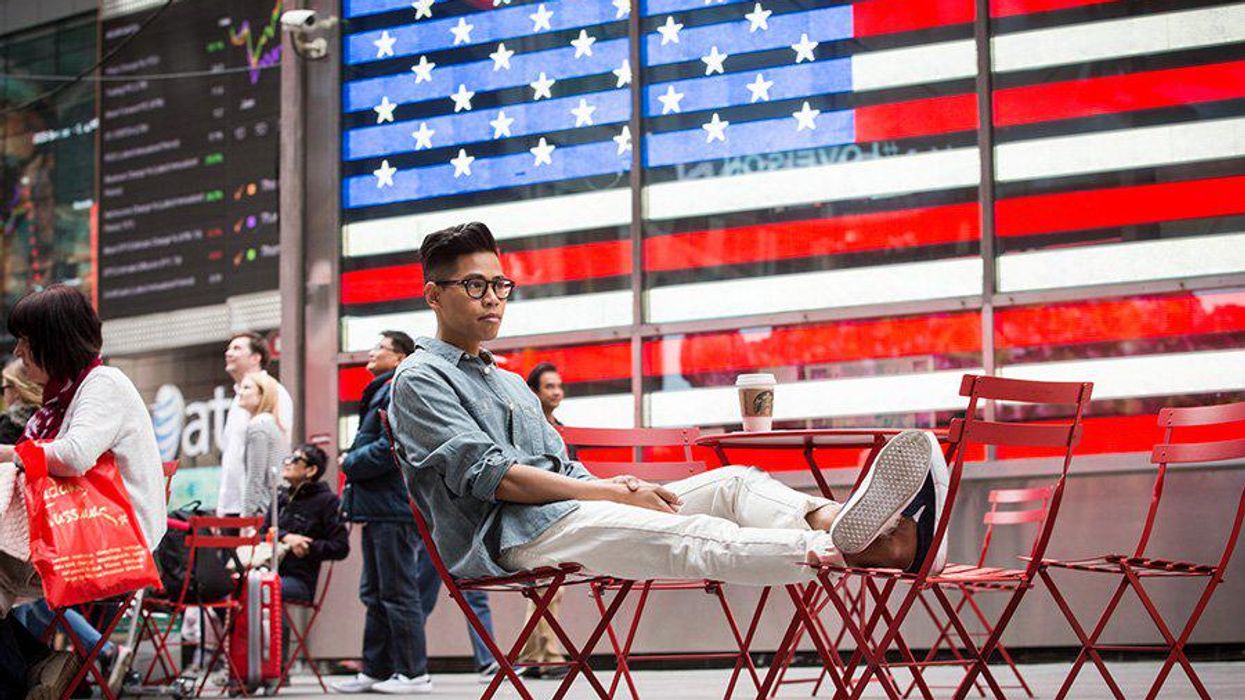 Out and Proud in Gap Indigo: Fashion Blogger Anthony Urbano Stands Out for Pride in Shades of Blue