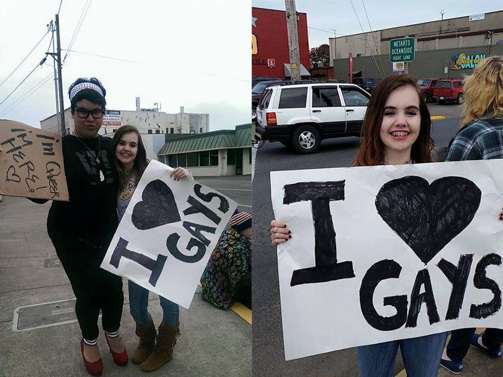 High-Schooler Screams "I Heart Gays!" at Homophobic Protesters 