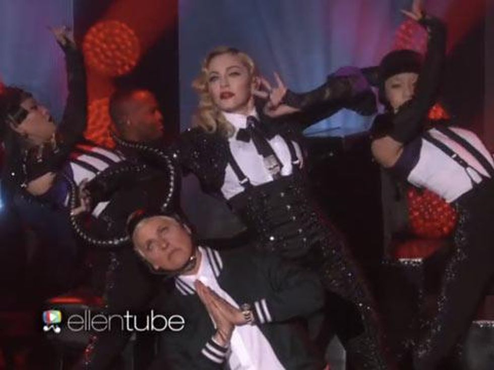 WATCH: Ellen DeGeneres is Madonna's #1 Bull in This 'Living for Love' Performance 