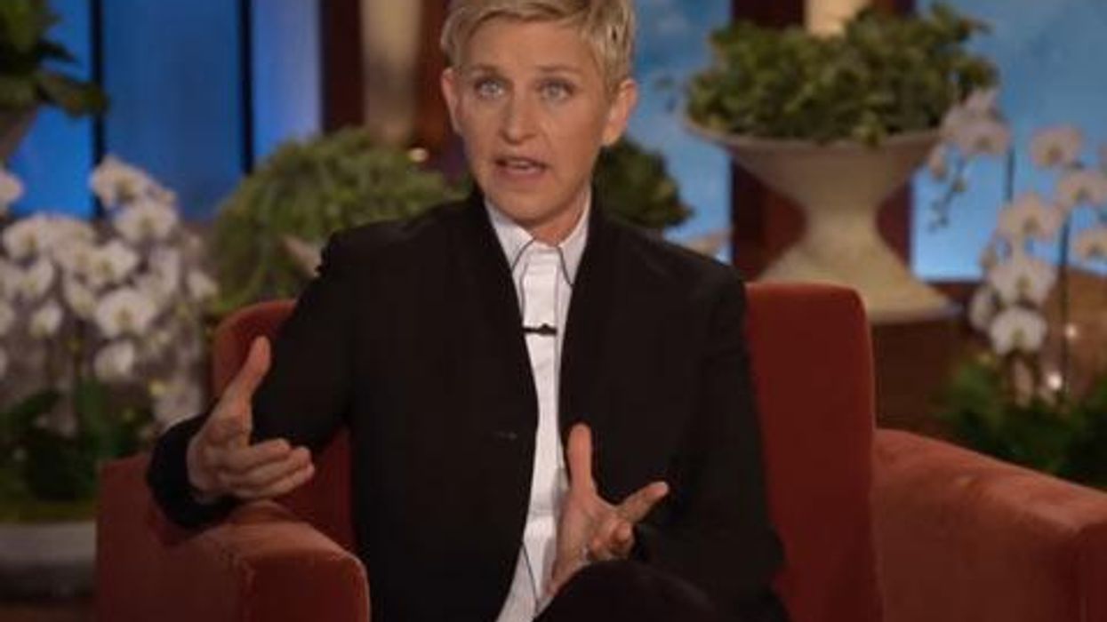 <p>WATCH: Ellen DeGeneres Says We'll Love <em>One Big Happy</em> 'Because There's a Lesbian in It'</p>