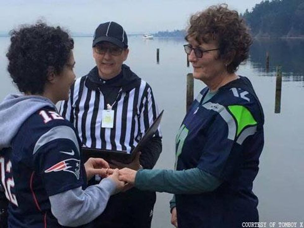 Pic of the Day: TomboyX Cofounders' Adorable Super Bowl-Themed Lesbian Wedding 