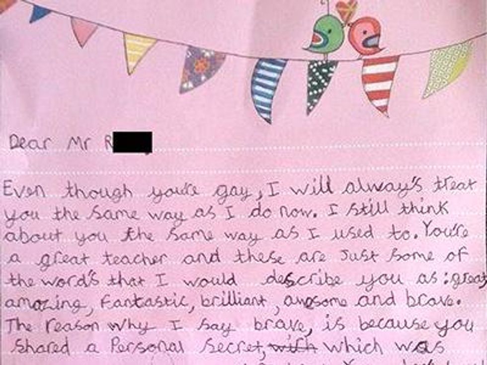 9-Year-Old Girl's Adorable Letter to Newly Out Gay Teacher