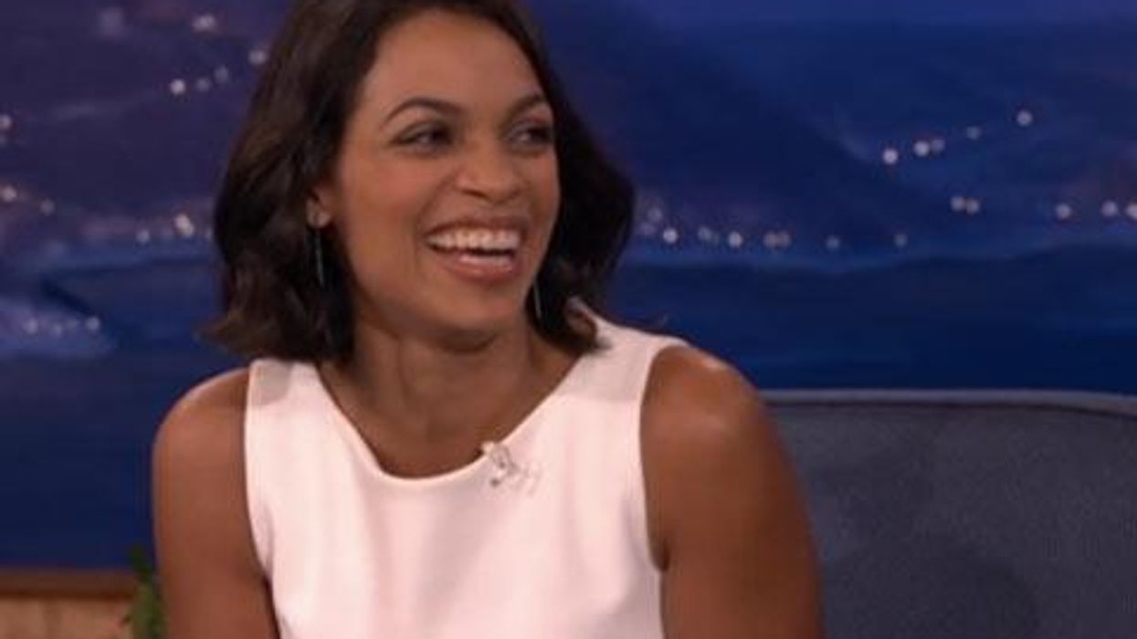 <p>WATCH: Rosario Dawson Kisses Jenny Slate and Tells on Conan</p>