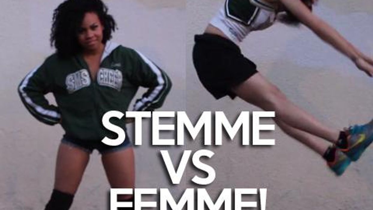 <p>WATCH : Femme vs Stemme Lesbian Cheerleading!</p>