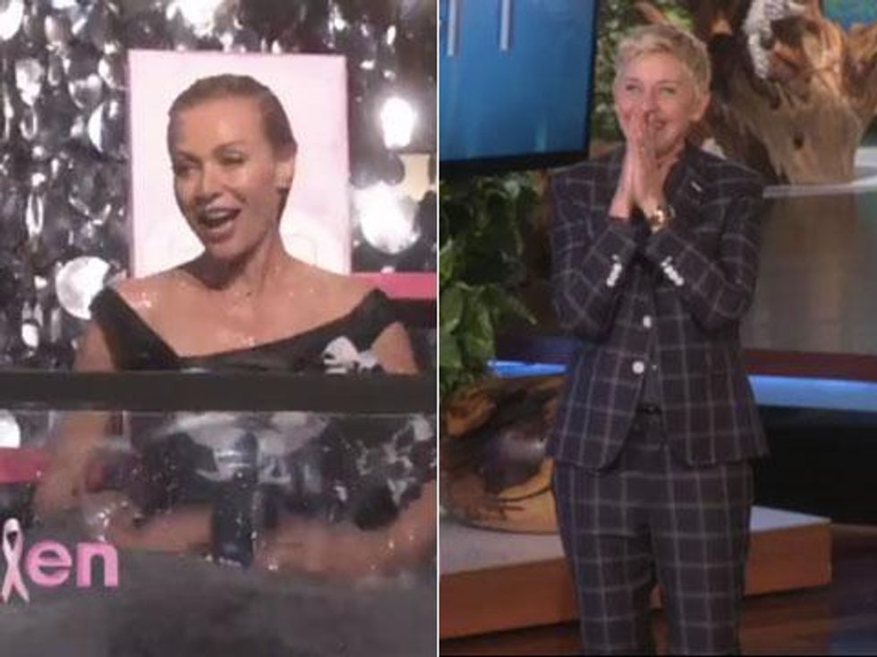 WATCH: Ellen DeGeneres Dunks Wife Portia de Rossi for Charity 