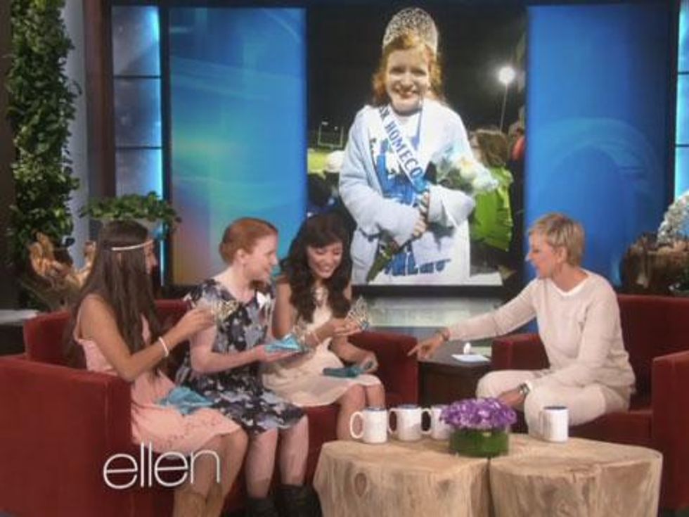 WATCH: Ellen DeGeneres Rewards Texas Homecoming Queens Who Handed Crown to Bullied Friend 