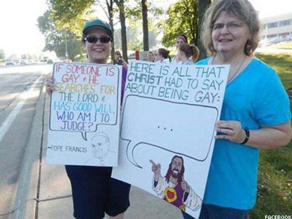 Supporters Rally for Lesbian Teachers Fired After Marriage