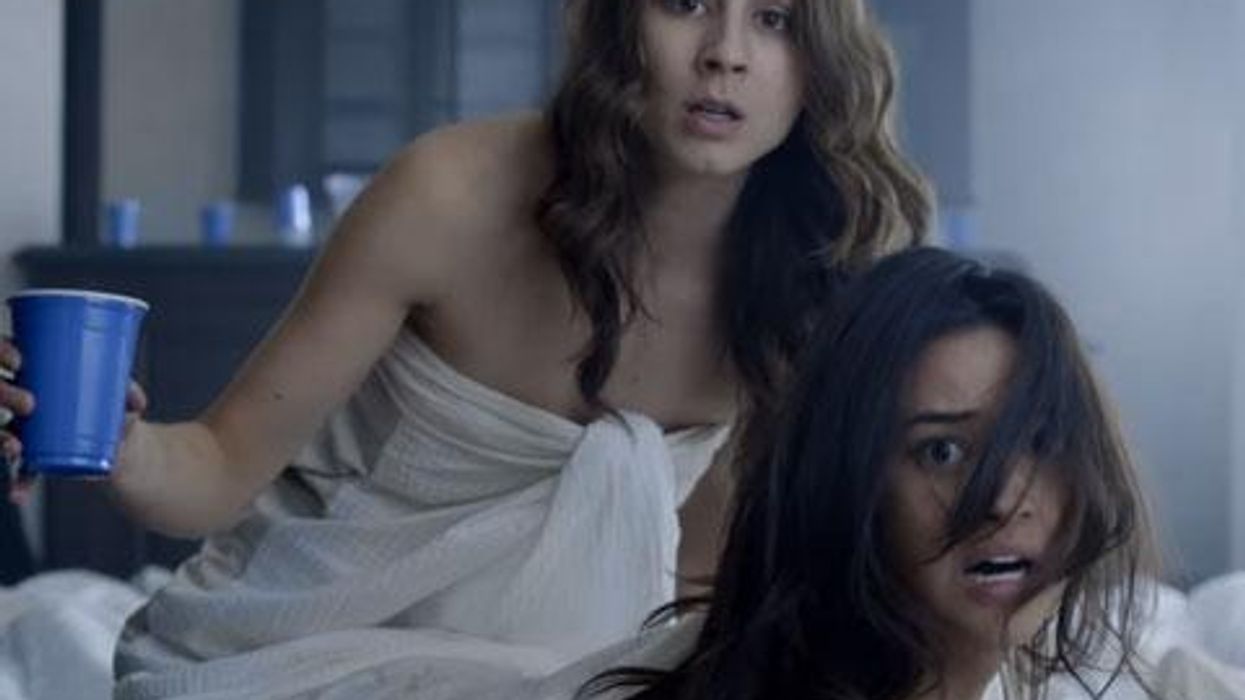 <p>WATCH: <em>Pretty Little Liars'</em> Shay Mitchell and Troian Bellisario Don Bedsheets and Argue Dogma in <em>Immediately Afterlife</em></p>