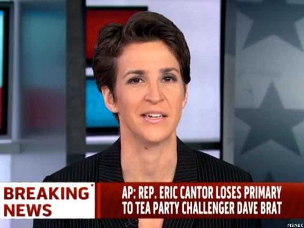 Rachel Maddow Is Simply Gleeful Over Republican Representative Eric Cantor's Political Loss