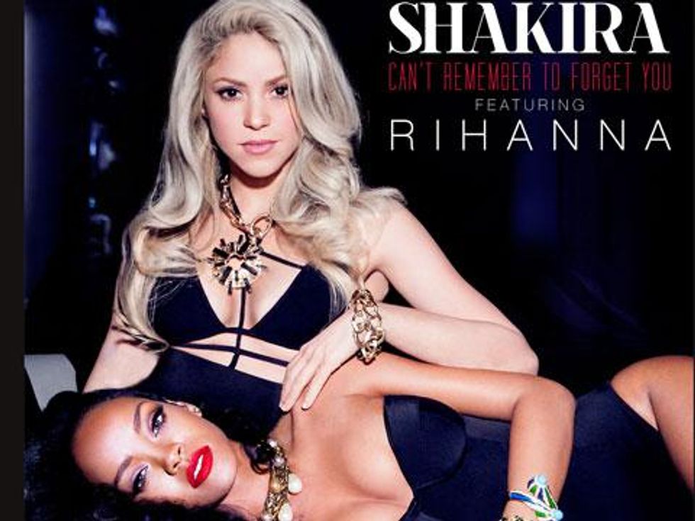 Shot of the Day: Shakira and Rihanna Get Touchy Feely for 'Can't Remember to Forget You' Artwork 