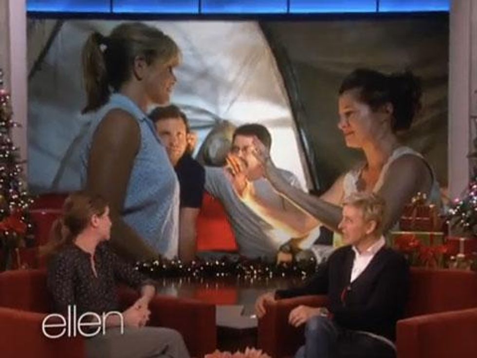 WATCH: Ellen Asks Kathryn Hahn About Grabbing Jennifer Aniston's Boobs 