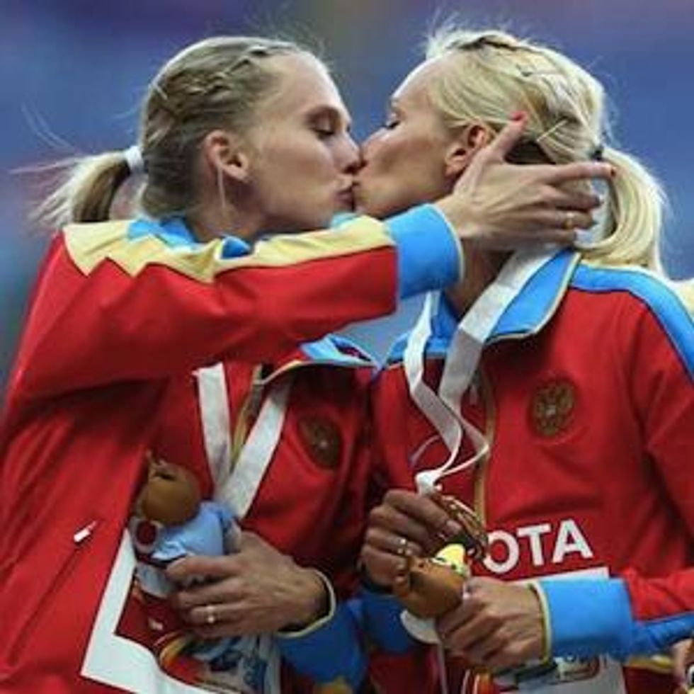 Female Russian Athletes Kiss in Moscow - Sportsmanship or Pro-Gay Propaganda? 