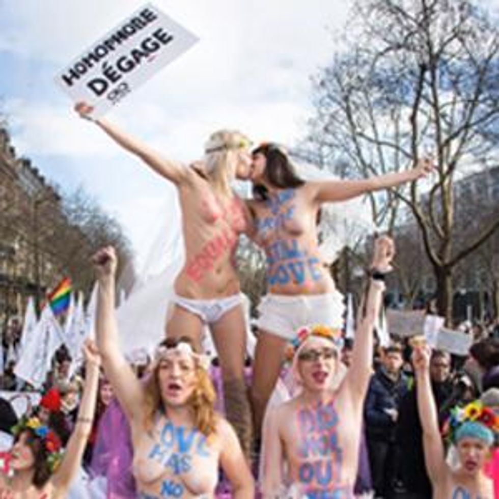 Shot of the Day: France Approves Marriage Equality, FEMEN Activists Strip to Celebrate