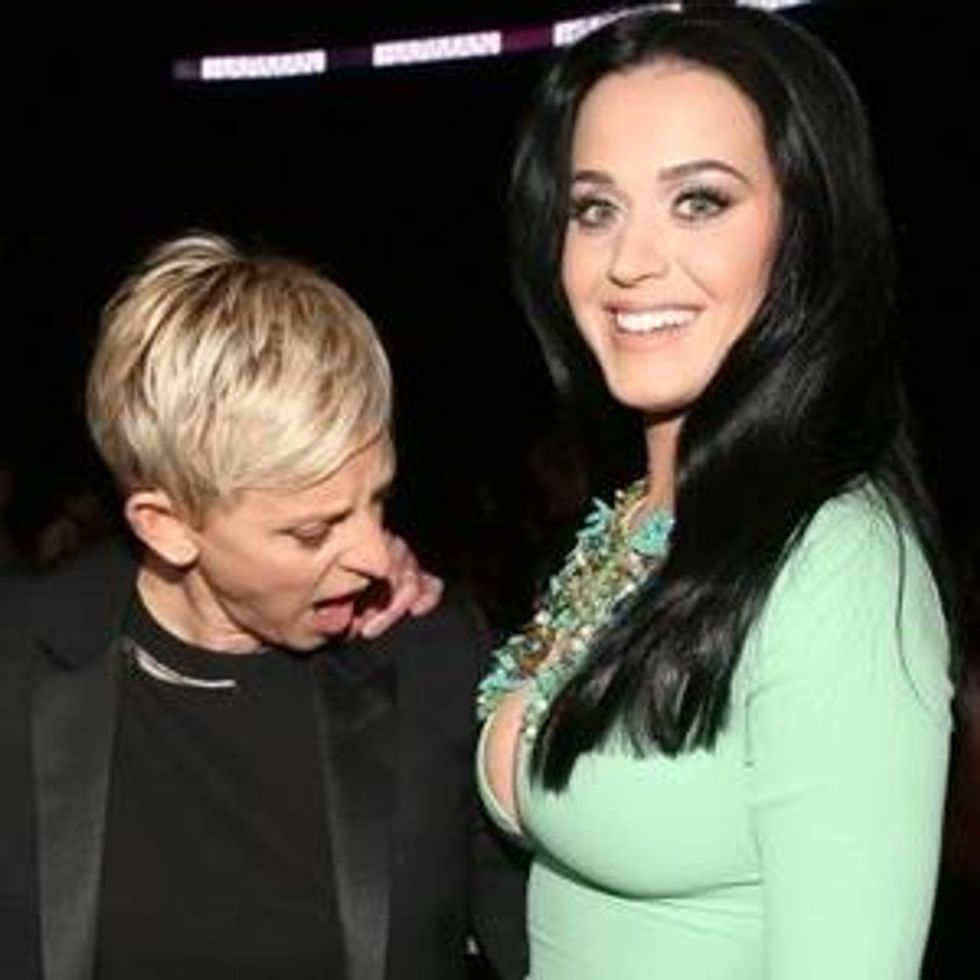 Shot of the Day: Ellen DeGeneres Gawks at Katy Perry's Goodies at The Grammys