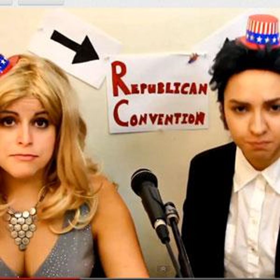 Watch: Bria and Chrissy  in Romney Drag - 'RNC 2012 Someone Gets to Be a Dad'