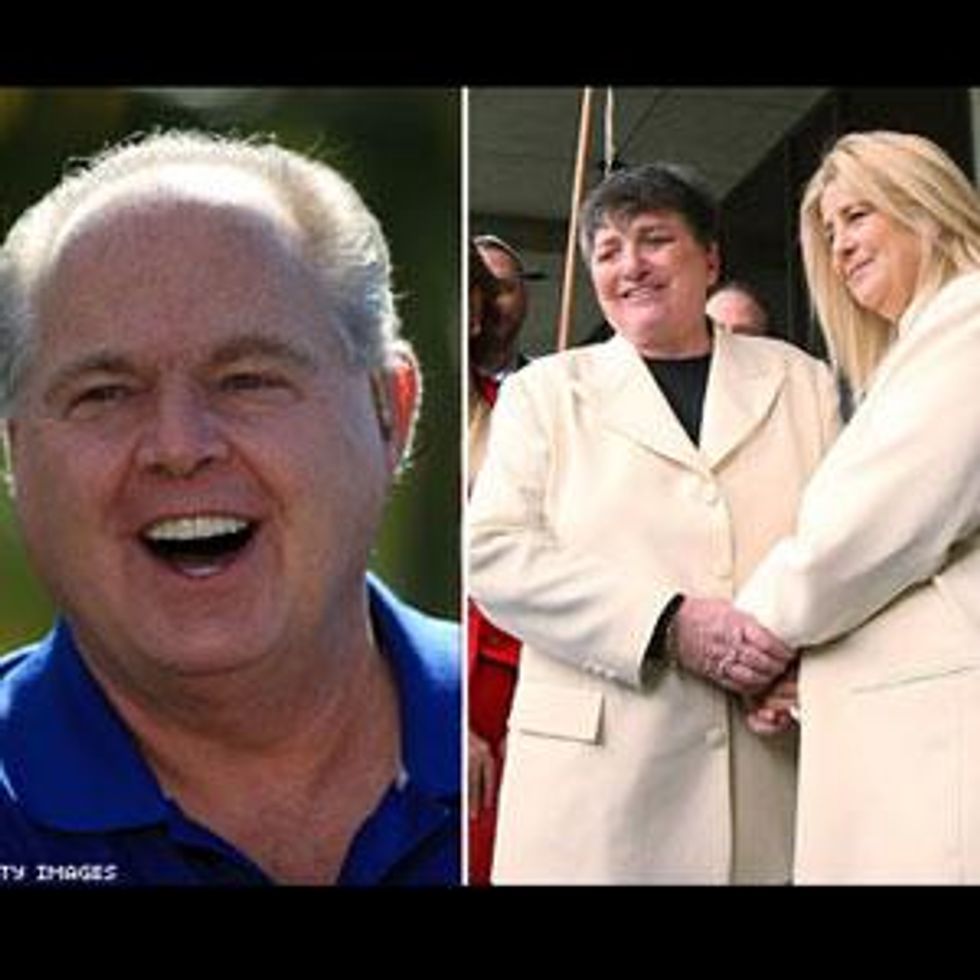 Rush Limbaugh Targets Lesbian Couple Getting Divorced - Robin Tyler and Diane Olson