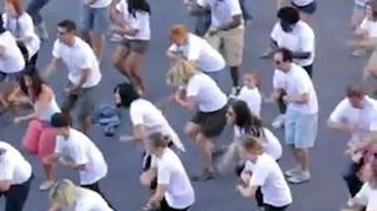 Trevor Project Flash Mob Busts Out for 'Talk to Me' Campaign at Universal CityWalk - Video