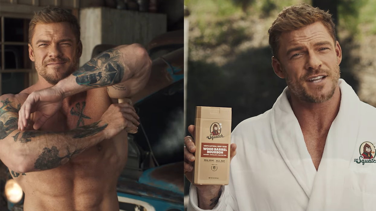 Alan Ritchson bares (almost) all in a steamy, soapy new ad that has gays going feral