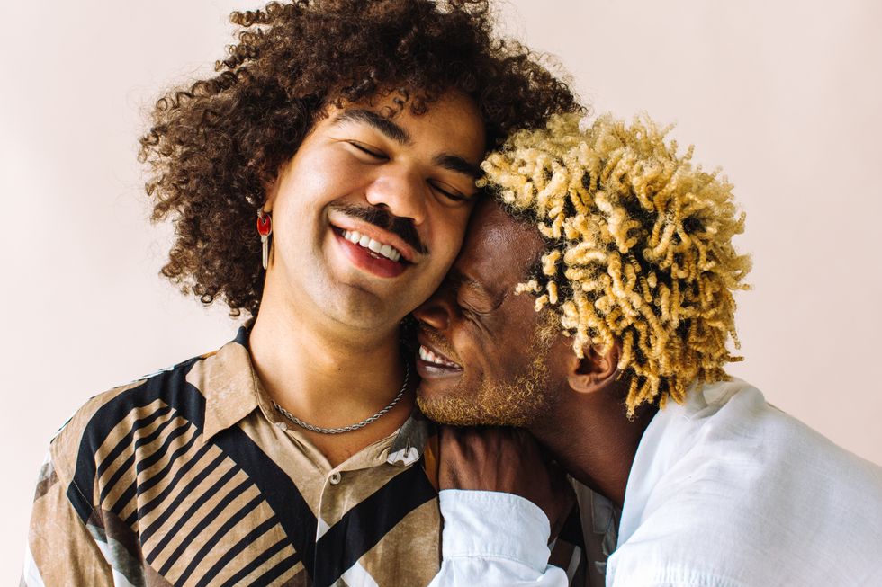 interracial couple smiling
