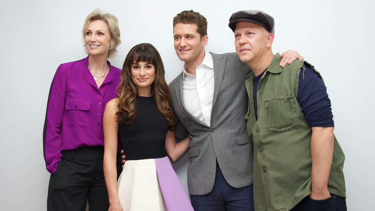 Jane Lynch, Lea Michele, Matthew Morrison and Ryan Murphy at the "Glee" Press Conference.