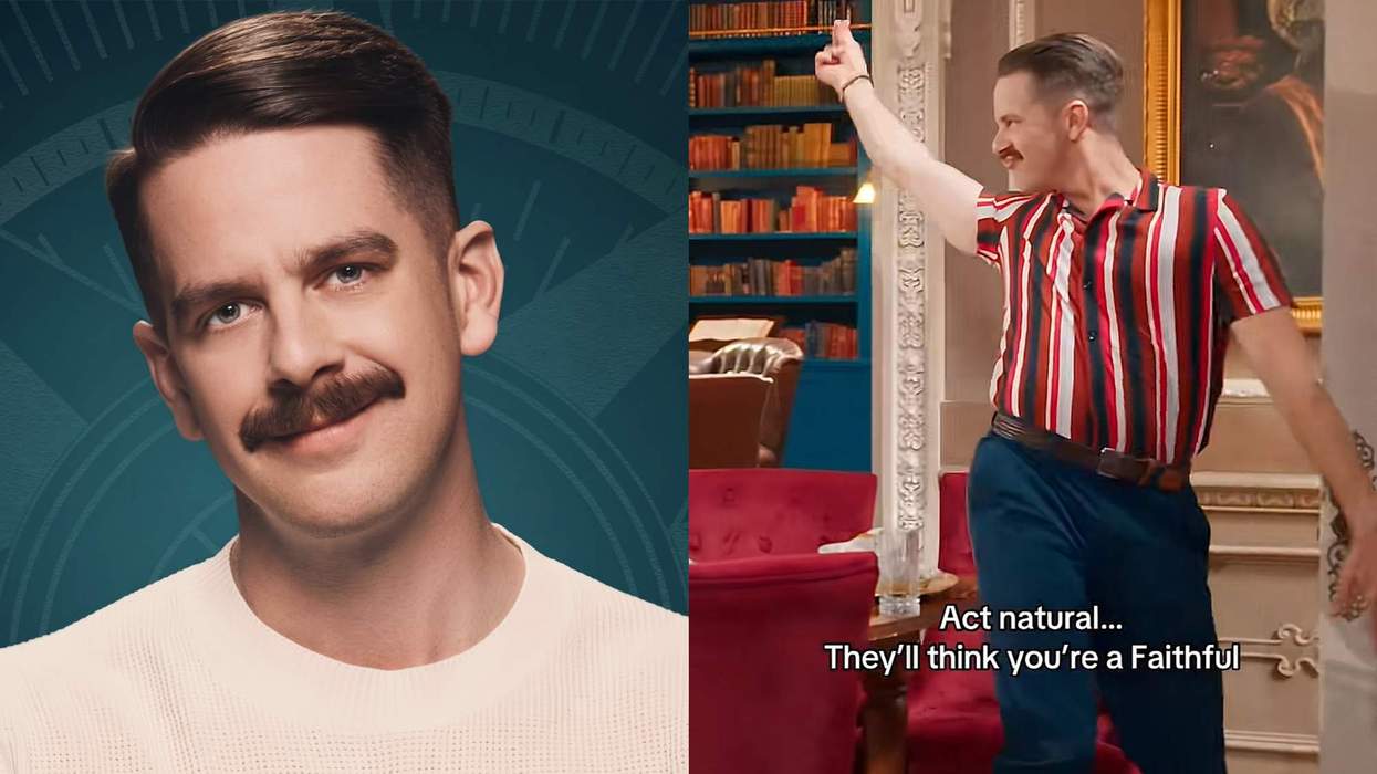Jay Vinnedge headshot and scene of him dancing on The Traitors