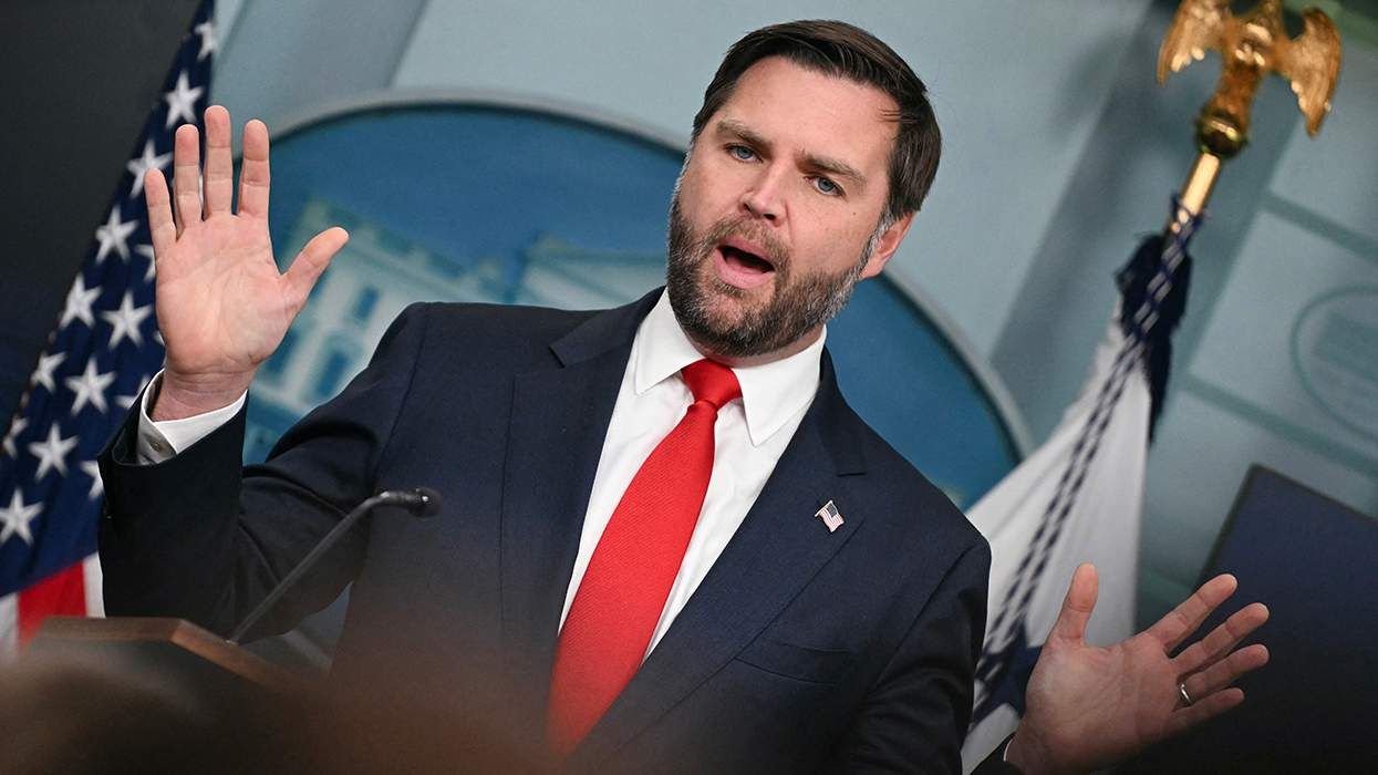 JD Vance speaking during the press briefing White House Washington DC