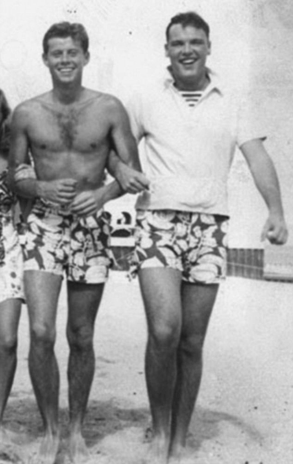 John F. Kennedy and Lem Billings on the beach in Florida, 1936
