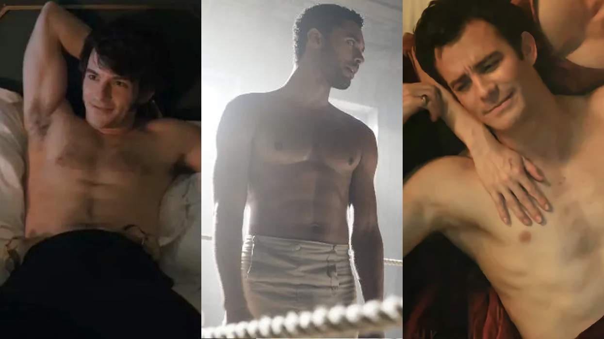 Jonathan Bailey, Regé-Jean Page, and Luke Thompson in 'Bridgerton'
