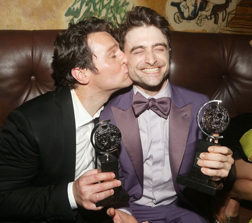 Jonathan Groff and Daniel Radcliffe pose at the 2024 Tony Awards After Party hosted by Rick Miramontez, Jamie DuMont and John Gore at The Carlyle Hotel