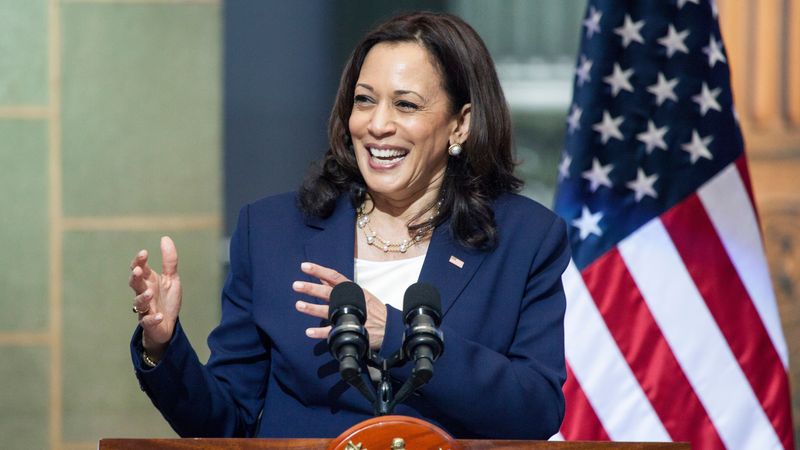 Kamala Harris at a podium