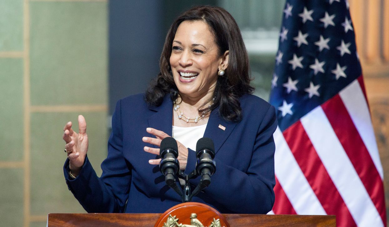 Kamala Harris at a podium