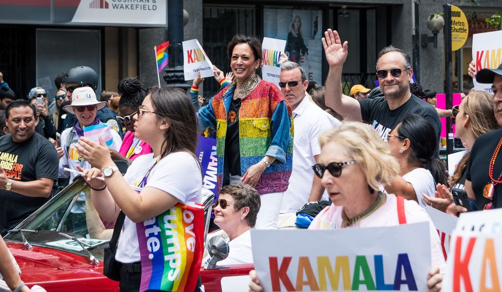 Kamala Harris participating at the 2019 San Francisco Pride Parade