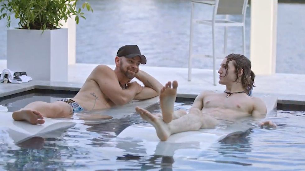 kane and hazel in the pool