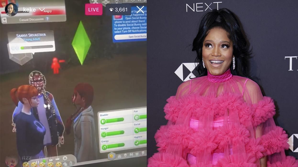 Keke Palmer playing the sims and keke palmer on the red carpet.