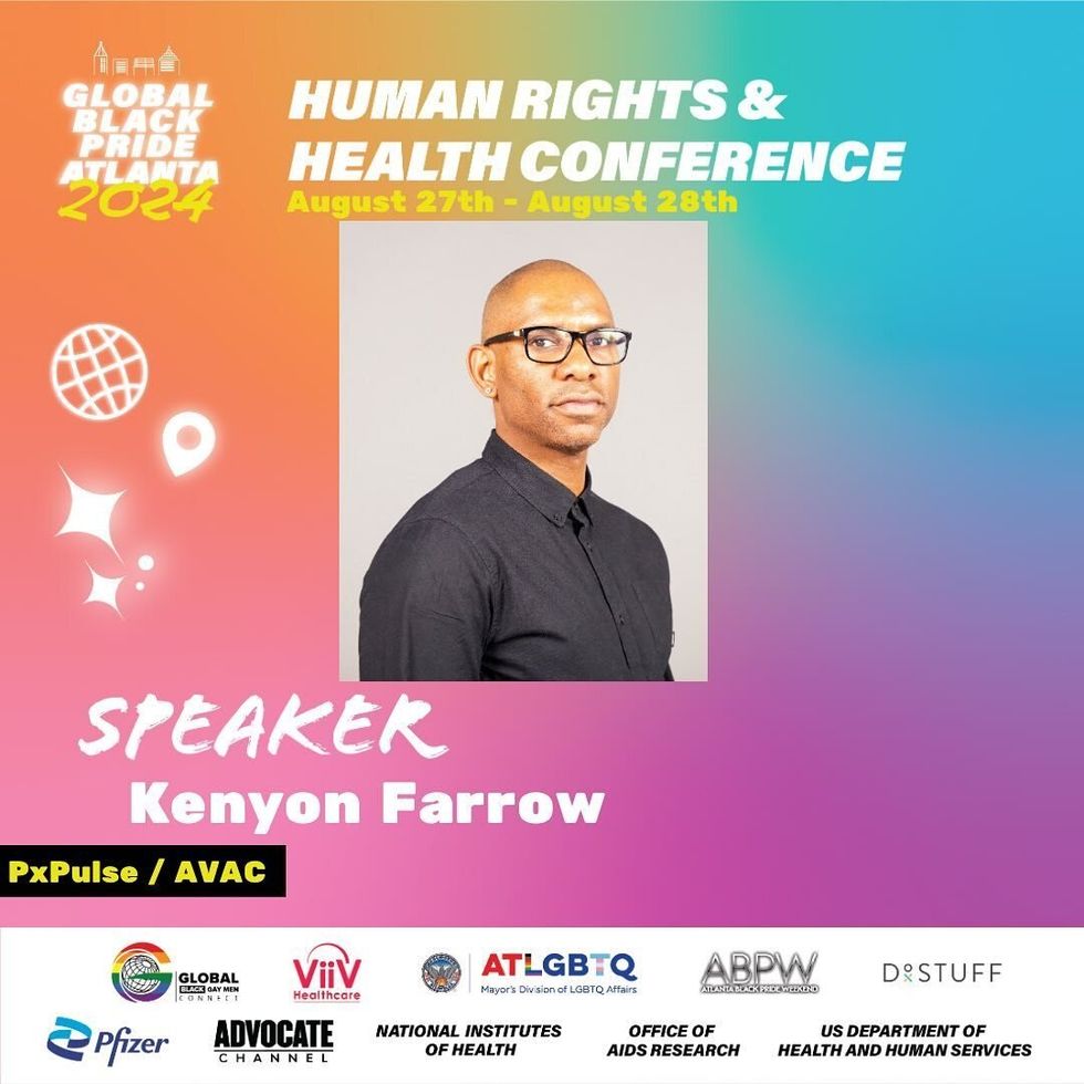 Kenyon Farrow against a colorful background.