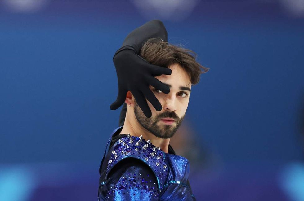 Kevin Aymoz of Team France competes in Men's Single Skating - Short Program Team Event on day one of the Milano Cortina 2026 Winter Olympic games