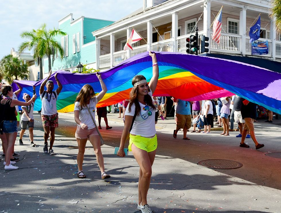 Key West giant rainbow flag parade photo gallery list LGBTQ pride celebrations festivals parades USA 2024
