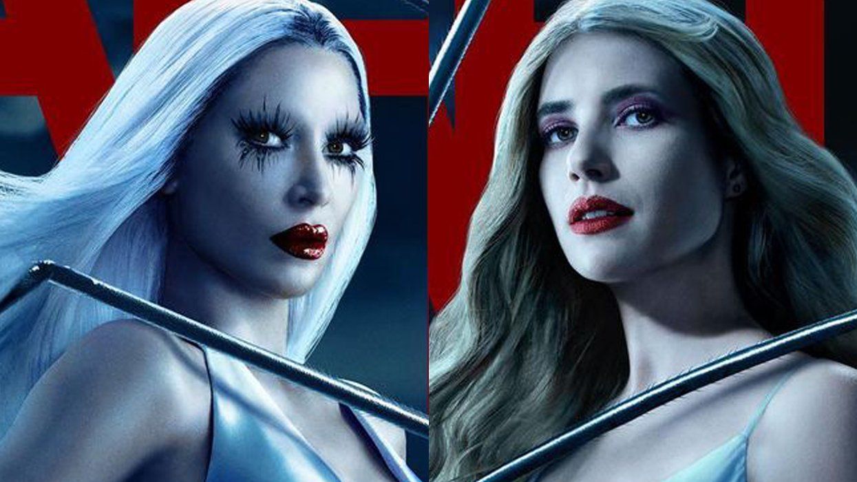 Kim Kardashian and Emma Roberts on the AHS poster