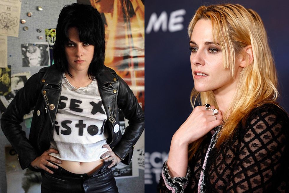 Kristen Stewart as Joan Jett in The Runaways movie alongside 2025 red carpet walk and Photocall for Love Me on January 28 2025 in Los Angeles California.