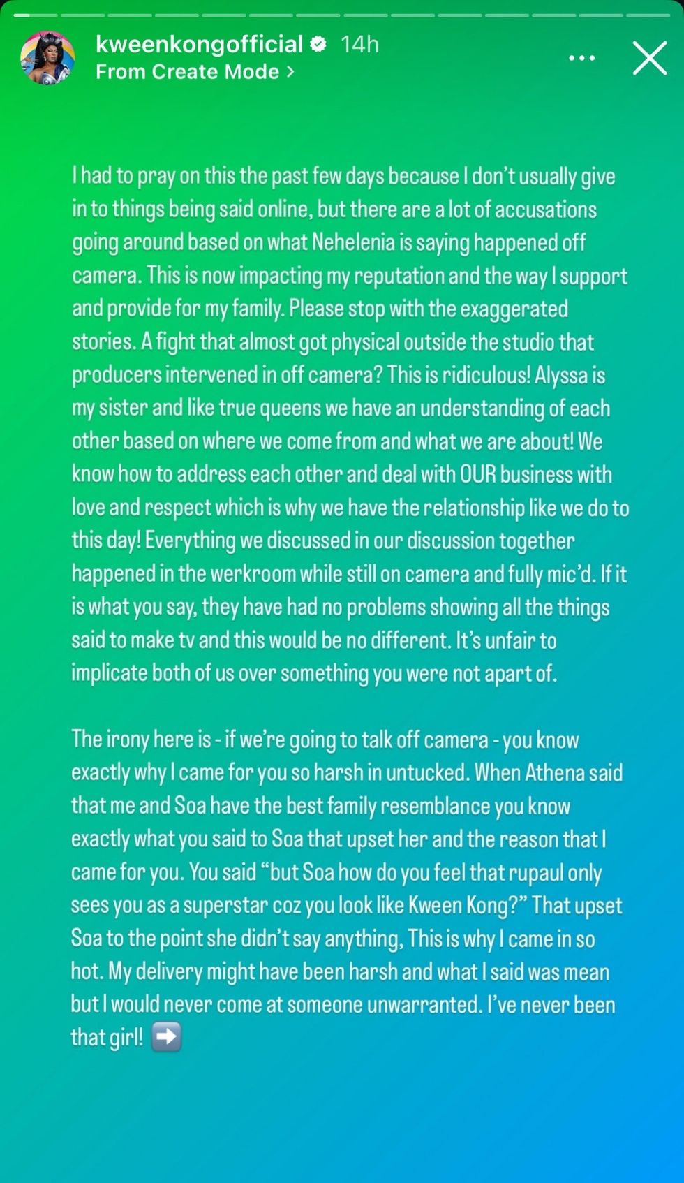 Kween Kong via Instagram stories