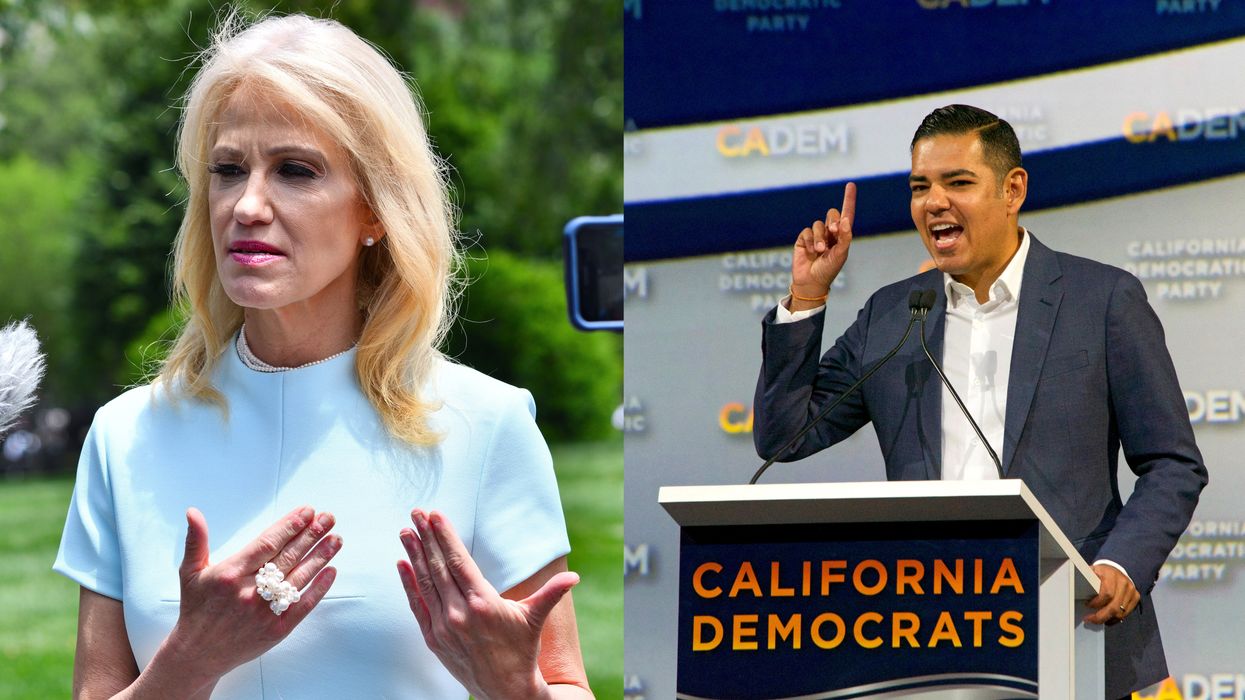 (L) Kellyanne Conway and (R) Robert Garcia