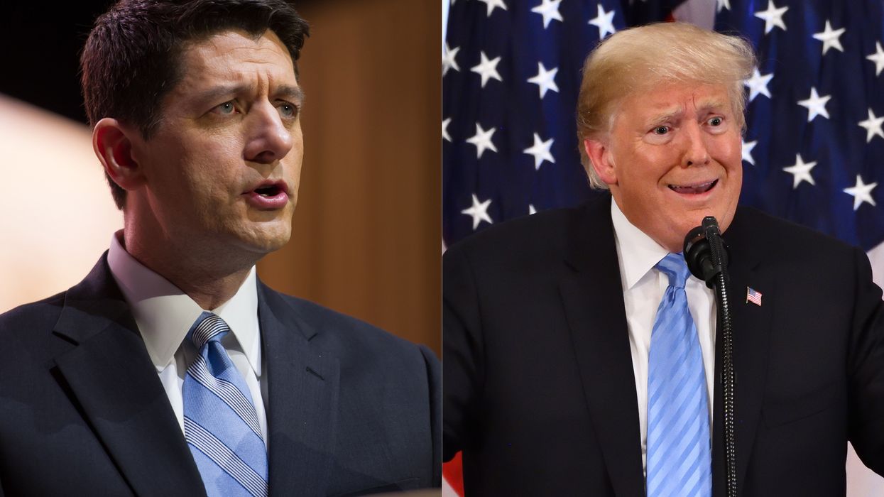 (L) Paul Ryan and (R) Donald Trump