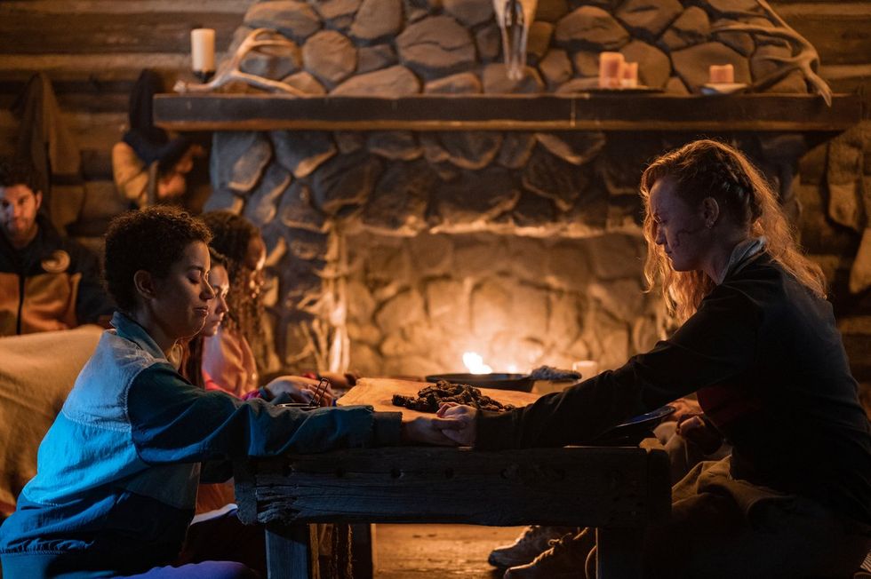 (L-R): Jasmin Savoy Brown as Teen Taissa and Liv Hewson as Teen Van in YELLOWJACKETS