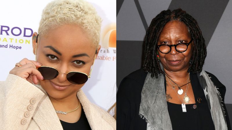 (L) Raven-Symoné and (R) Whoopi Goldberg
