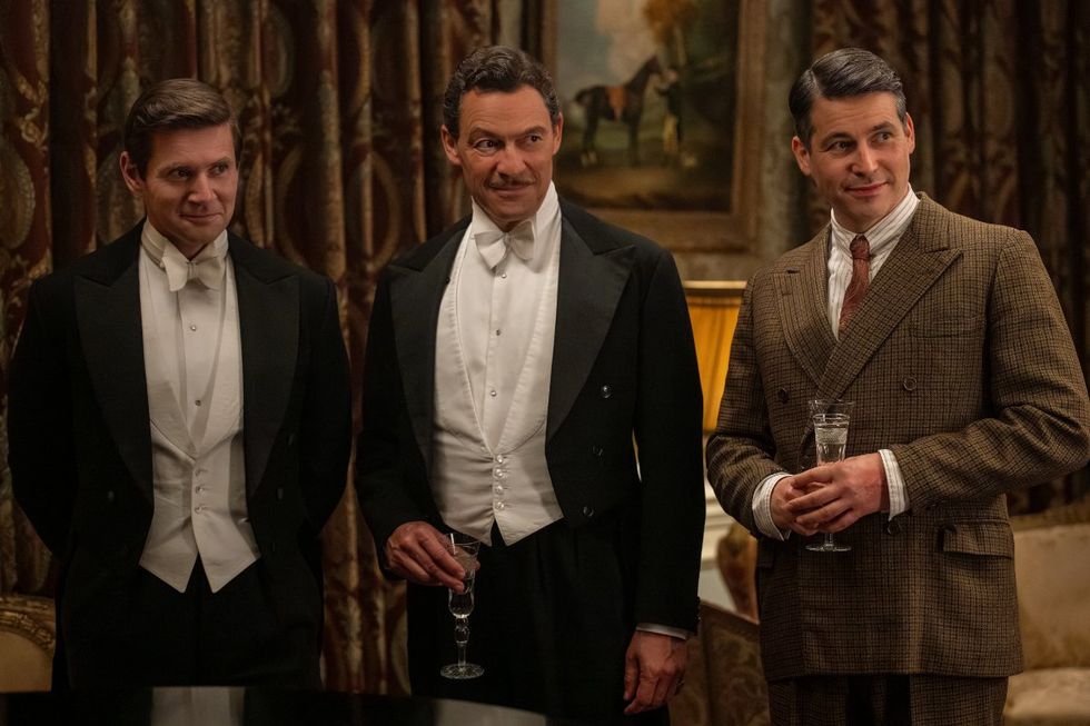 (L to R) Allen Leech stars as Tom Branson, Dominic West as Guy Dexter and Robert James-Collier as Thomas Barrow in DOWNTON ABBEY: The Grand Finale, a Focus Features release.