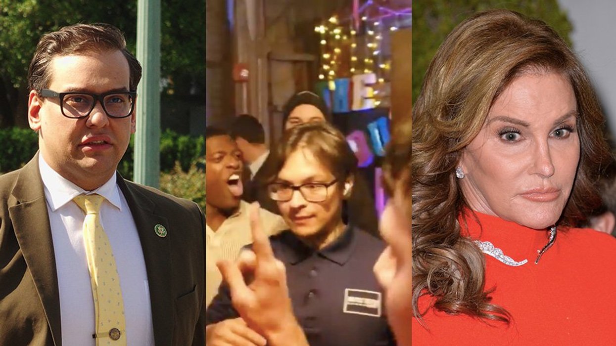(L to R) George Santos, Rob Smith in a crowd, and Caitlyn Jenner